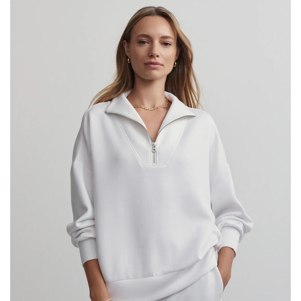 Varley Doublesoft Hawley Half-Zip Sweatshirt Whit… - image 1